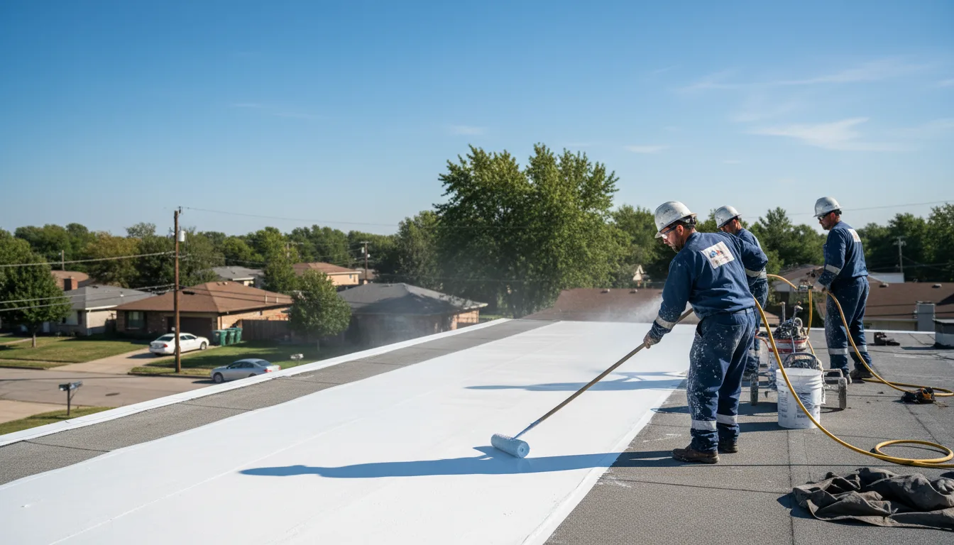 Commercial roof coating in Fishers, NY near me